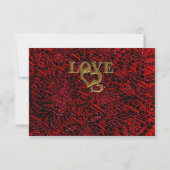 Gold Heart & Red Fabric RSVP & Menu Flat Kaart (Achterkant)