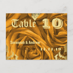 Gold Heart Rozen en Butterflies Table Number Kaart
