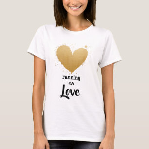 *~* Gold Heart Runner Waterverf Runner Fitness T-shirt