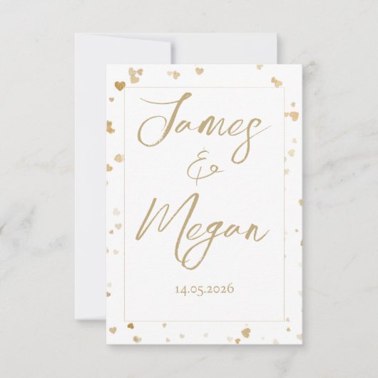 Gold Heart Save the Date Cards (Devant)