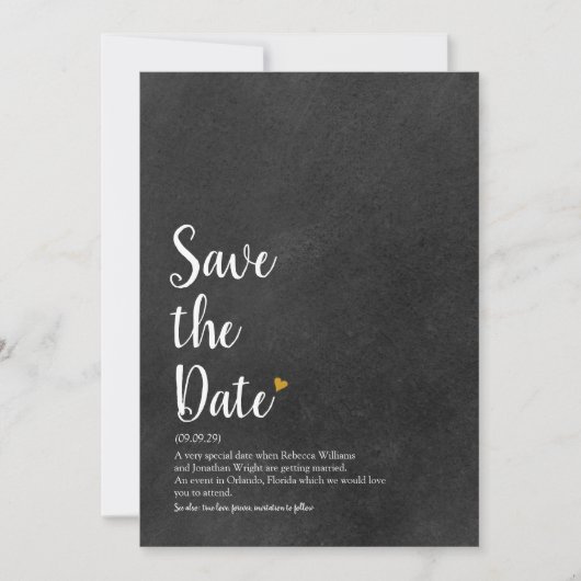 Gold Heart Script Save the Date Definition (Voorkant)