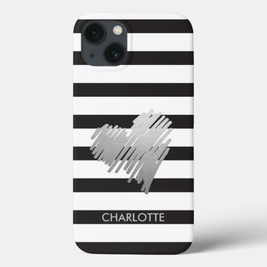 Gold Heart Striped Personalized Case-Mate iPhone Case (Achterkant)
