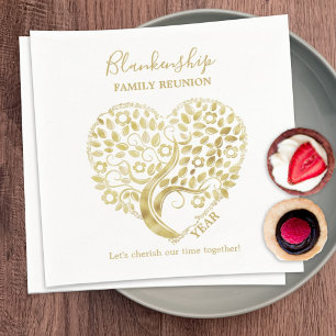 Gold Heart Tree Family Reunion - Gepersonaliseerde Servet