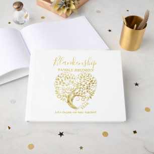 Gold Heart Tree Family Reunion Party Essentials Go Gastenboek