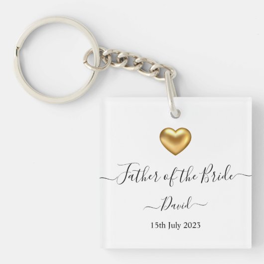 Gold Heart Vader van de Bride Sleutelhanger (voorkant)