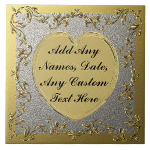Gold Heart voor decoratieve goud- en zilvergrenste Tegeltje