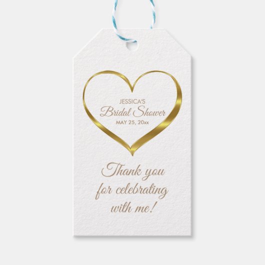 Gold Heart Vrijgezellenfeest Dank u Cadeaulabel (Voorkant)