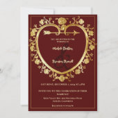 Gold Heart Wedding Uitnodiging (Voorkant)