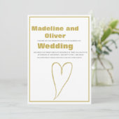 Gold Heart White Simple Wedding Kaart (Staand voorkant)