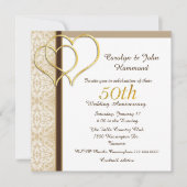 Gold Hearts 50e anniversaire Mariage Invitation (Devant)
