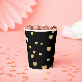Gold Hearts Black Papieren Bekers