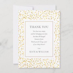 Gold Hearts Confetti Baby shower Poem Bedankkaart