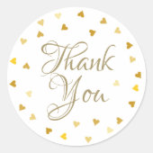 Gold Hearts Confetti Elegant Script Hartelijk dank Ronde Sticker (Voorkant)