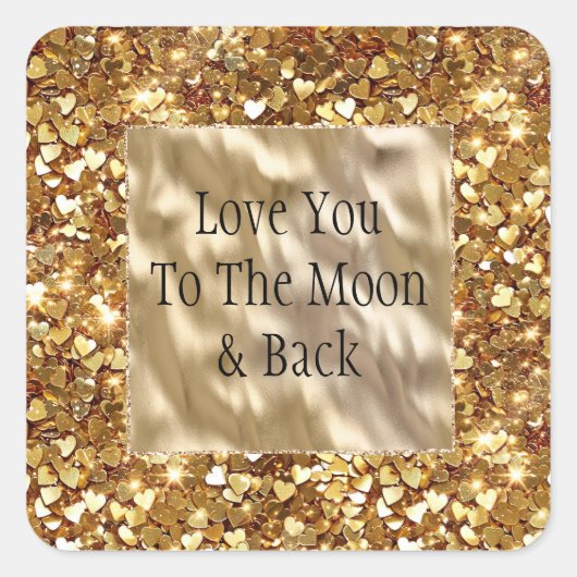 Gold Hearts Confetti Vierkante Sticker (Voorkant)