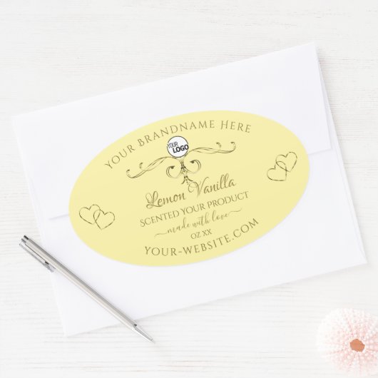 Gold  Hearts Cream Product Labels met Logo (Envelop)