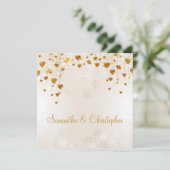 Gold Hearts en Snowflakes II Weddenschap Kaart (Staand voorkant)