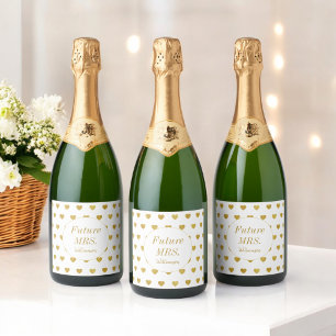 Gold Hearts Future Mrs Vrijgezellenfeest Sparkling Wijnetiket