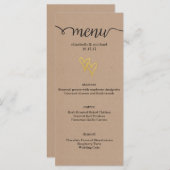 Gold Hearts Kraft Wedding Menu (Voorkant / Achterkant)