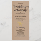 Gold Hearts Kraft Wedding Programma (Voorkant)