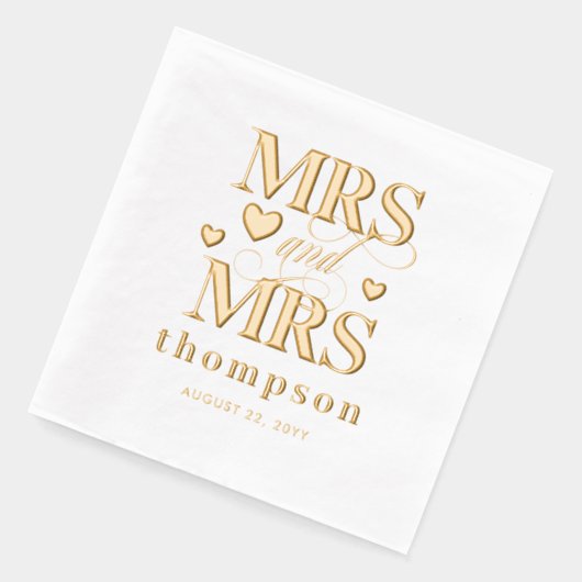 Gold Hearts Mrs & Mrs Lesbian Mariage (Gauche)
