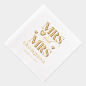 Gold Hearts Mrs. & Mrs. Lesbian Wedding Folie Servetten (Rechts)