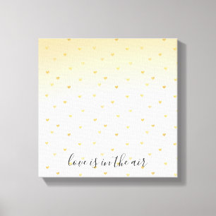 Gold Hearts Ombre Love hangt in de lucht Canvas Afdruk