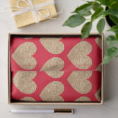 Gold Hearts On Red Background Tissuepapier (Geschenk)