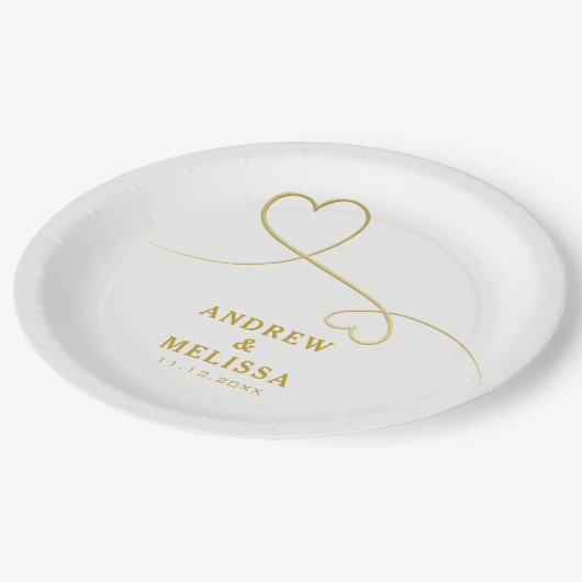 Gold Hearts-Ornament | Aangepaste bruiloft Papieren Bordje (Gekanteld)