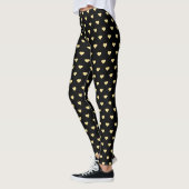 Gold Hearts Pattern Black Mode Travel Workout Leggings (Links)