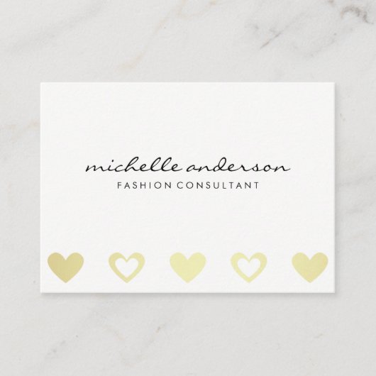 Gold Hearts Pattern | Grijs wit Visitekaartje (Voorkant)
