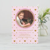 Gold Hearts Photo Invitation Anniversaire (Debout devant)
