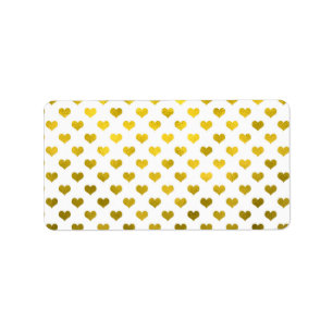 Gold Hearts Polka Dot Heart Metallic Pattern Etiket