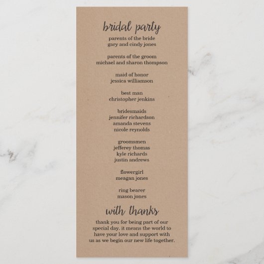 Gold Hearts Programme de mariage Kraft (Dos)