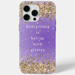 Gold Hearts Sparkle Paarse Glitter quote iPhone 15 Pro Max Hoesje