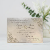 Gold Hearts Wedding & Registry Uitnodiging (Staand voorkant)