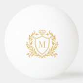 Gold Heraldic Crest Crown Monogram Pingpongballen (Achterkant)
