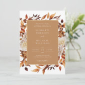 Gold Herfst Floral Wedding Kaart (Staand voorkant)