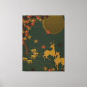 Gold Herfst Moon Rustic Forest Natuur Deer Canvas Afdruk (Voorkant)