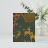 Gold Herfst Moon Rustic Forest Natuur Deer Feestdagenkaart (Staand voorkant)