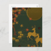 Gold Herfst Moon Rustic Forest Natuur Deer Feestdagenkaart (Voorkant / Achterkant)