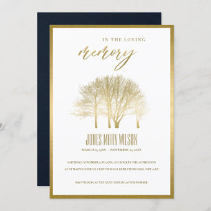 GOLD HERFST TREE SYMPATHY MEMORIAL SERVICE INVITE BEDANKKAART