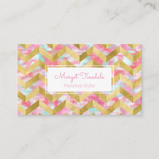 Gold Herringbone Paint Strokes Visitekaartje