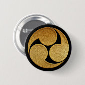 Gold Hidari Mitsu Tomoe Kamon Ronde Button 5,7 Cm (Voorkant /achterkant)