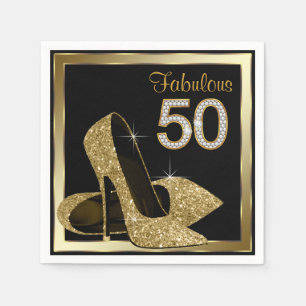 Gold High Heel 50e verjaardagsfeestje Servetten