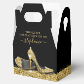Gold High Heels Elegant Black Glitter Hartelijk da Bedankdoosjes (Geopend)