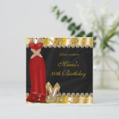 Gold High Heels & Red Gown Dress Party Invitation (Debout devant)