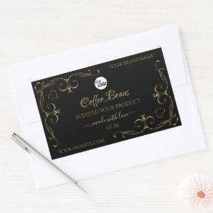 Gold  hoeken op zwarte productlabels - Logo Rechthoekige Sticker