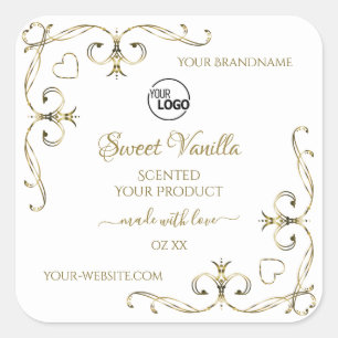 Gold hoeken Witte Productlabels toevoegen Logo Vierkante Sticker
