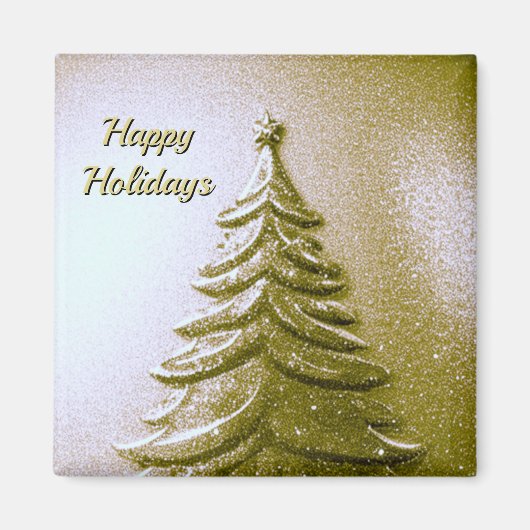 Gold Holiday Christmas Magnet (Devant)