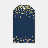 Gold Holiday Kerstmis Glitter Confetti Navy Cadeaulabel (Achterkant)